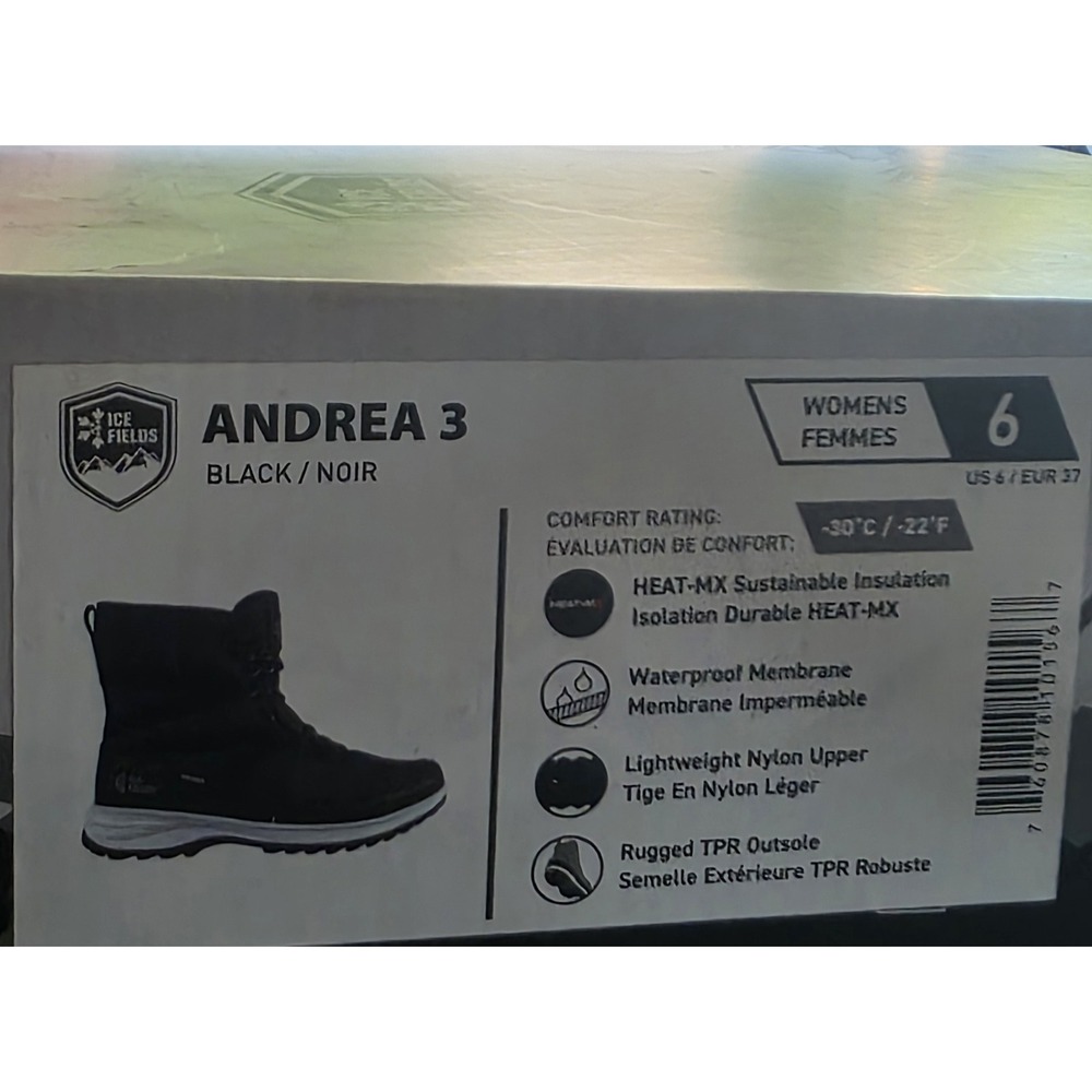 Women's Size 6 - Ice Fields Andrea 3 Winter Snow Boots Black Heat-MX Insulation - Picture 9 of 9